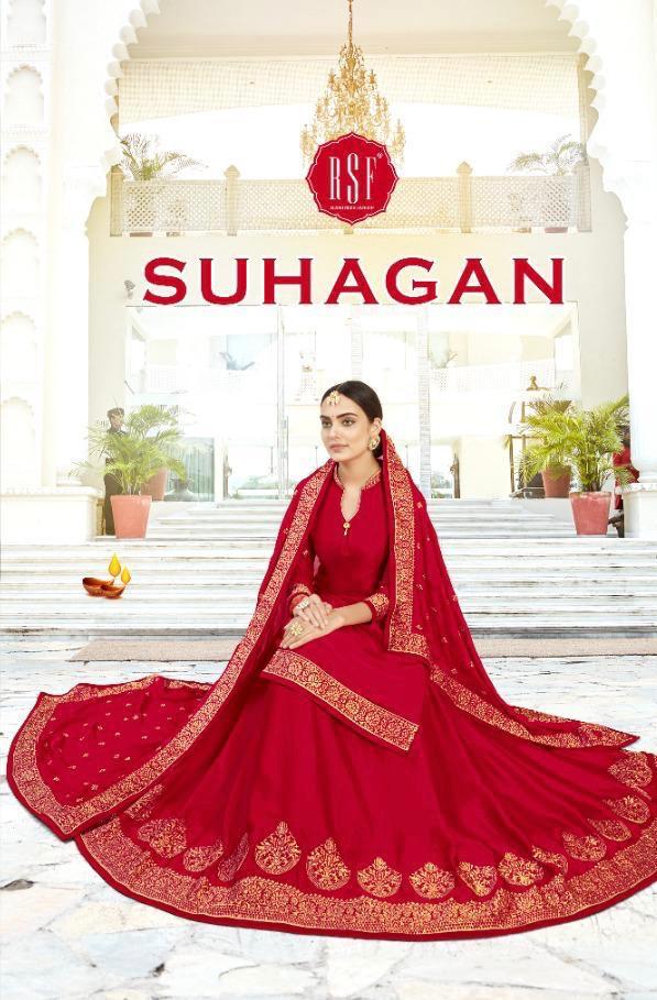 Rsf Suhagan Pure Satin Georgette Silk With Embroidery Work S...