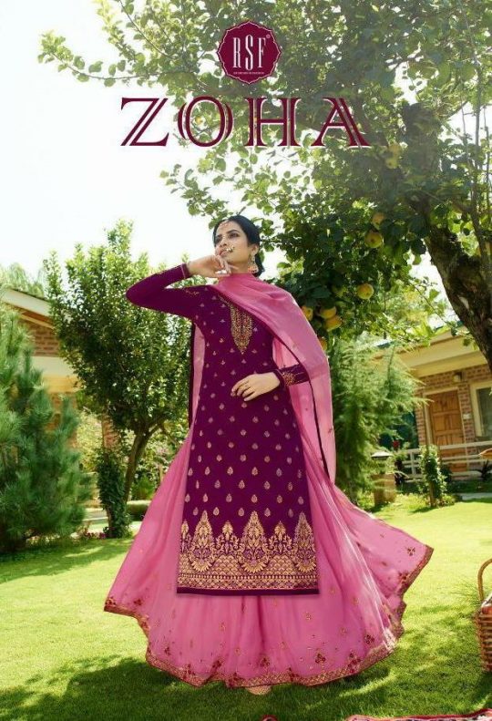 Rsf Zoha Pure Silk Jacquard With Embroidery Work Salwar Kame...