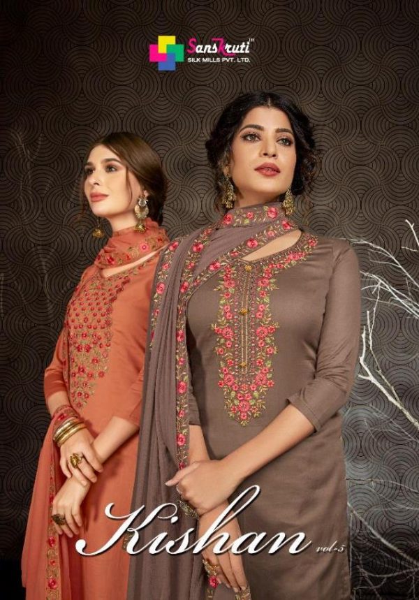 Sanskruti Silk Mills Kishan Vol 5 Pure Jam Silk With Embroid...