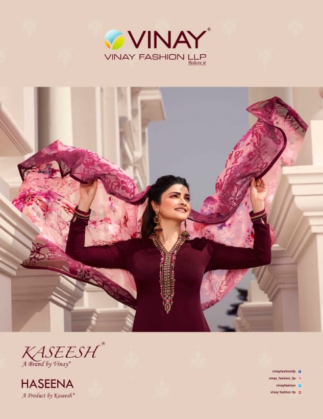 Vinay Fashion Kaseesh Haseena Digital Printed Tusses Satin W...