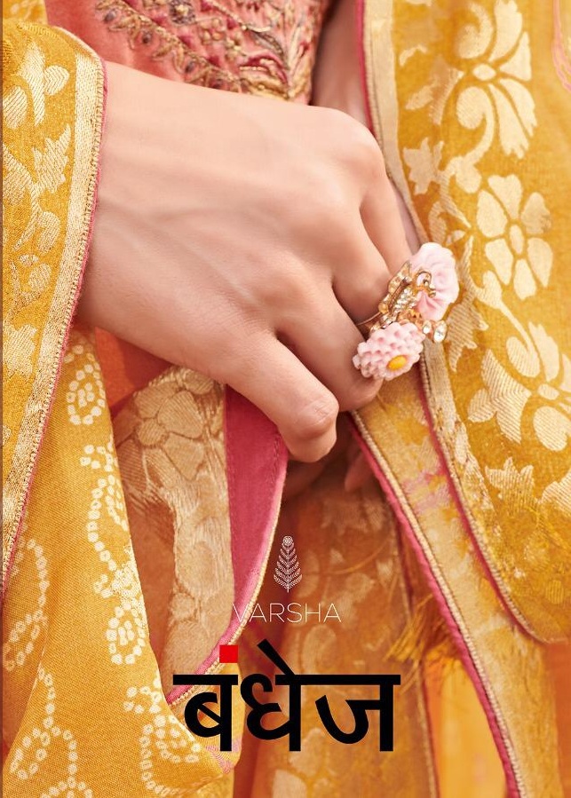 Varsha Fashion Bandhej Designer Tusser Silk With Embroidery ...