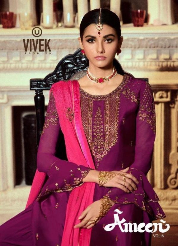 Vivek Fashion Ameen Vol 6 Satin Georgette With Embroidery Wo...