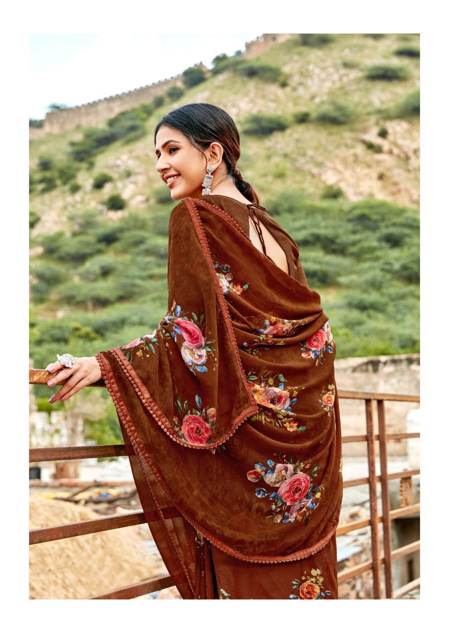 Yashasvi Georgette With Printed  Saree With Running Blouse