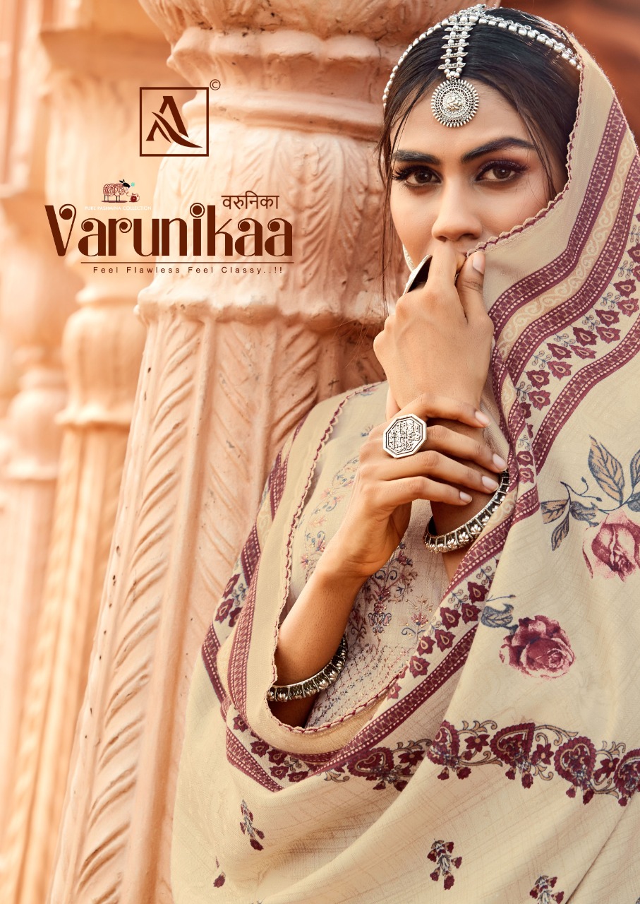 Alok Suits Vrunikaa Pure Wool Pashmina Print With Designer T...