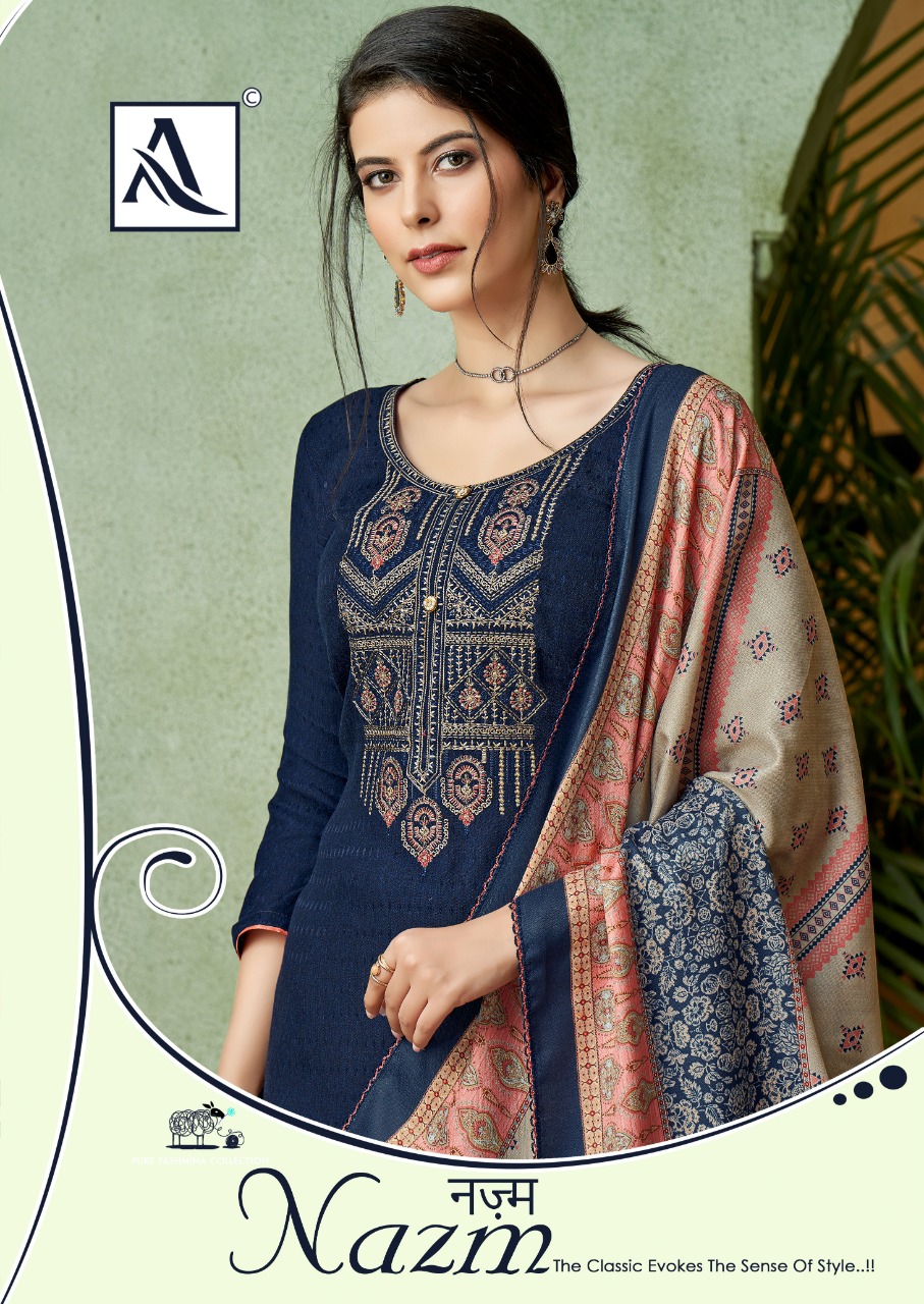 Alok Suits Nazm Designer Pure Wool Pashmina Self Print With ...