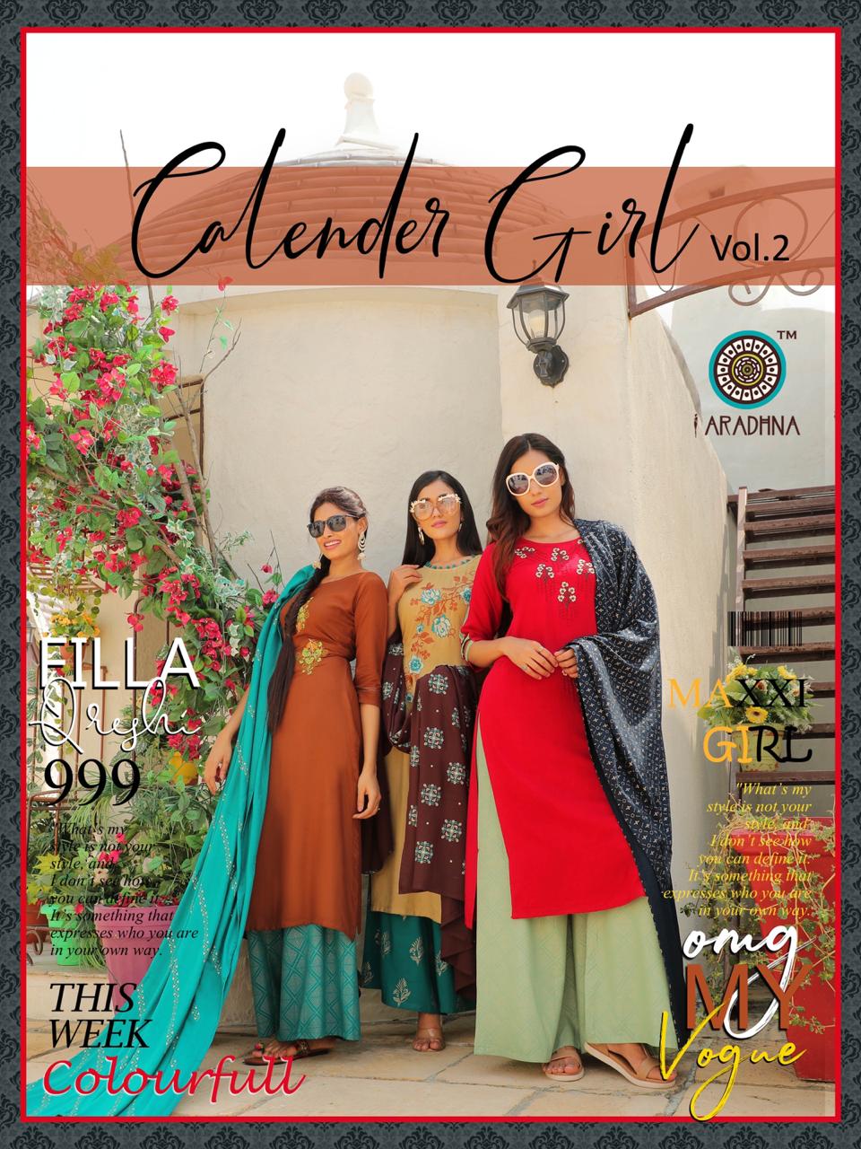 Aradhna Calender Girl Vol 2 Liva Rayon With Embroidery Work ...