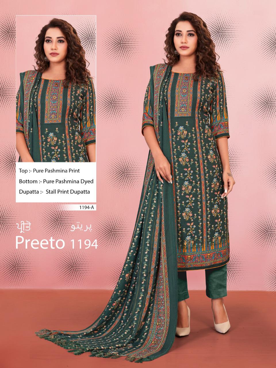 Bipson Preeto 1194 Printed Pashmina Dress Material Collectio...