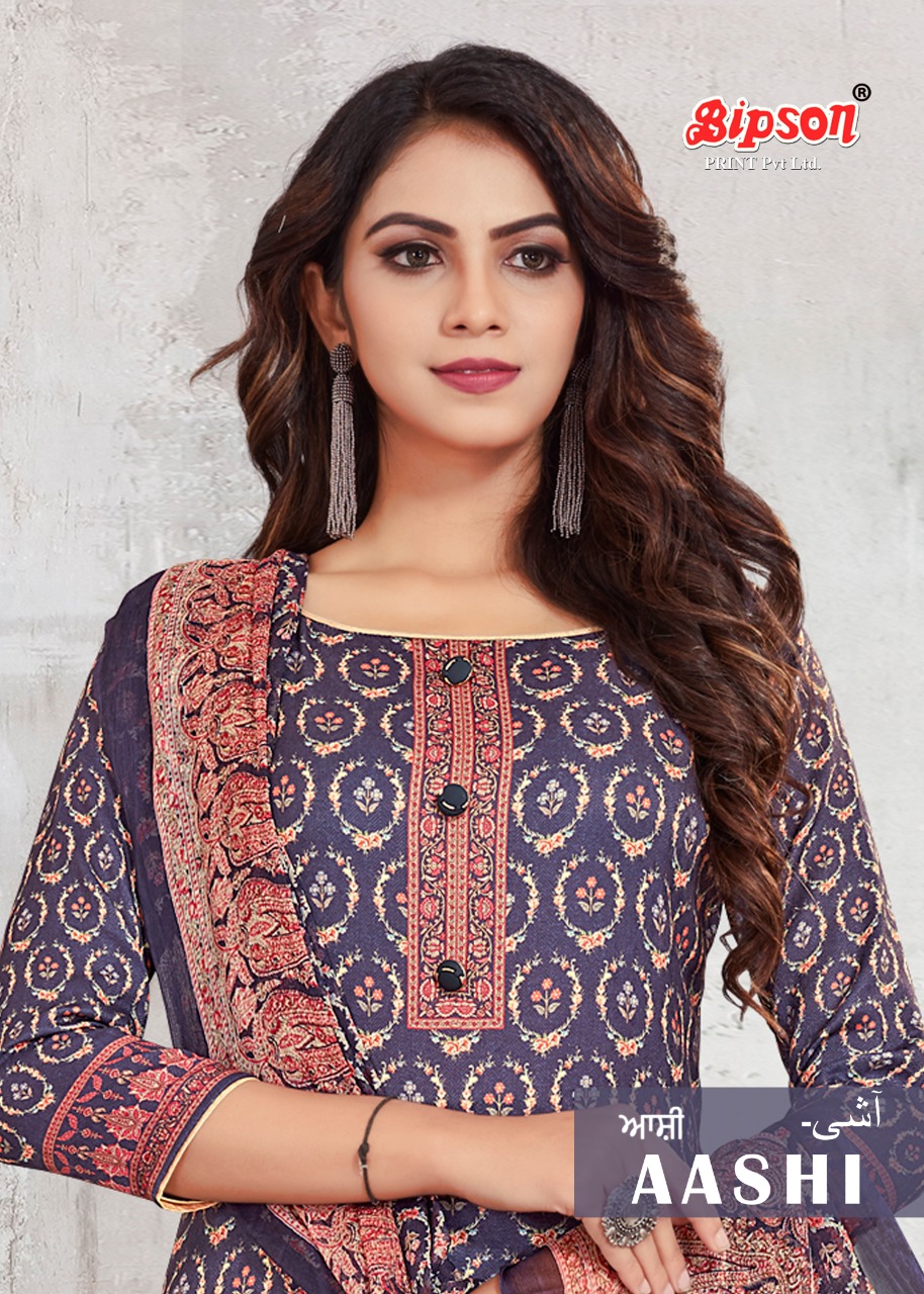 Bipson Aashi 1128 Digital Printed Woolen Pashmina Dress Mate...