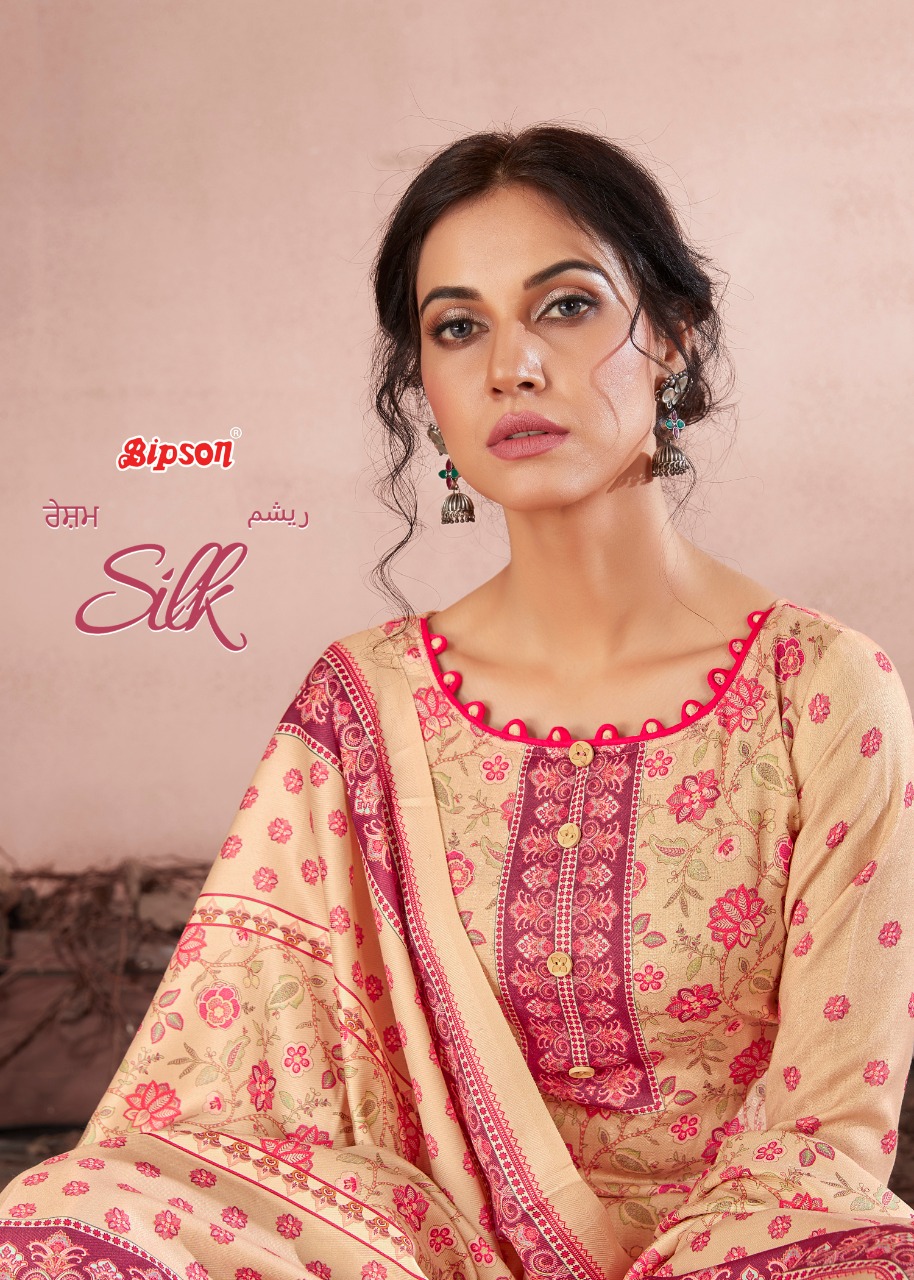 Bipson Silk 1120 Series Digital Printed Woolen Pashmina Dres...