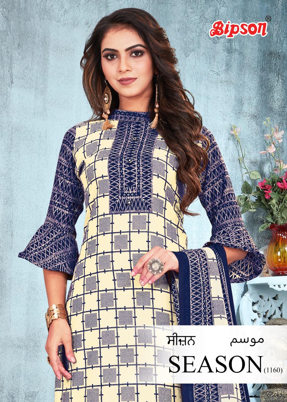 Bipson Season 1160 Printed Pure Pashmina Dress Material Coll...