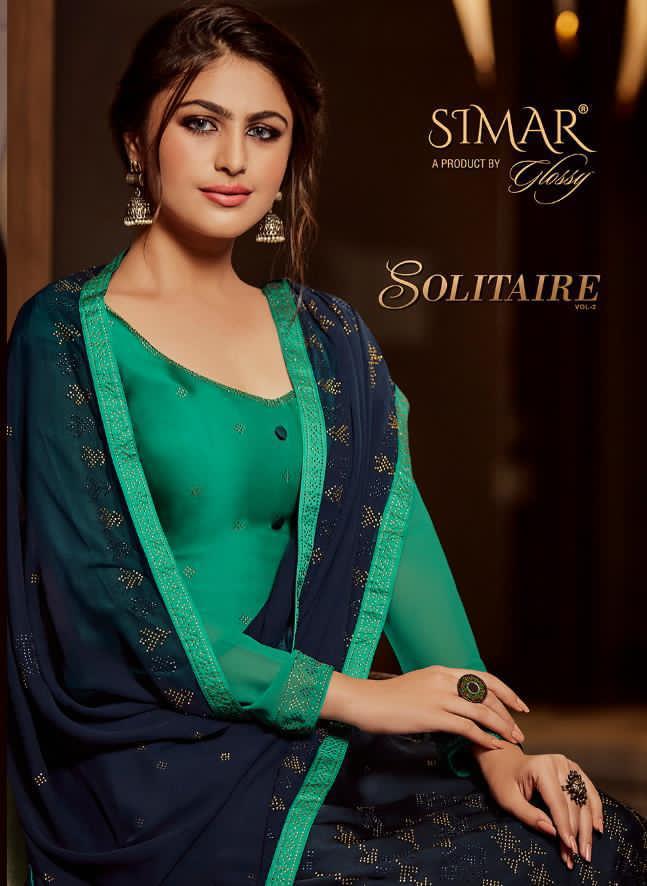 Glossy Simar Solitaire Vol 2 Satin Georgette With Diamond Wo...