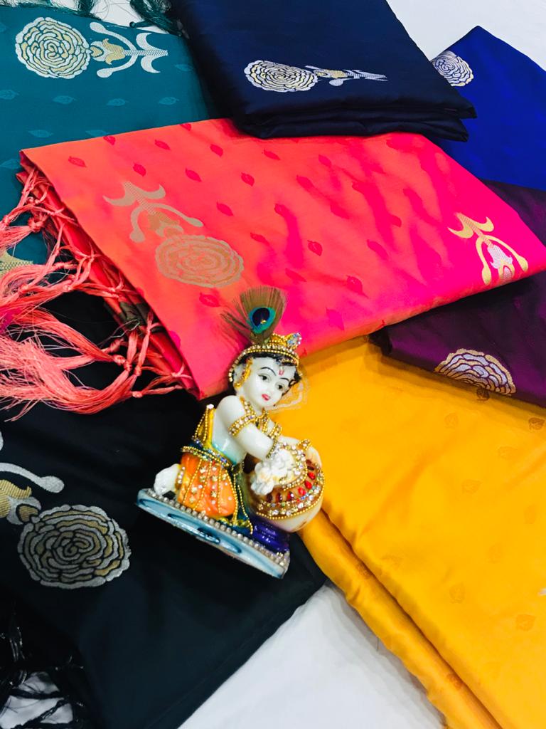 Lichi Silk Sarees With Zari Banarasi Latest Collection Saree...