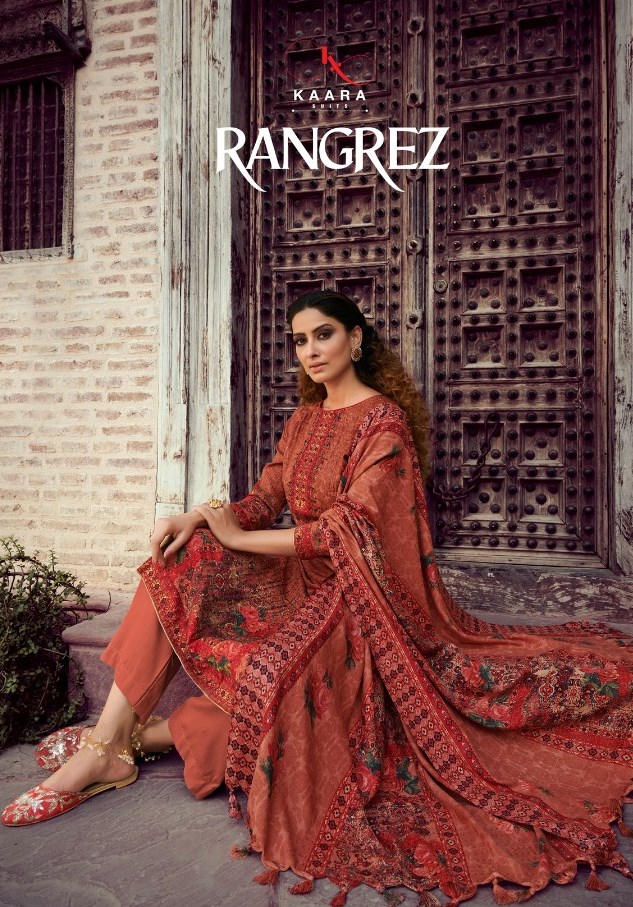 Kaara Suits Rangrez Pure Pashmina Print With Heavy Fancy Aar...