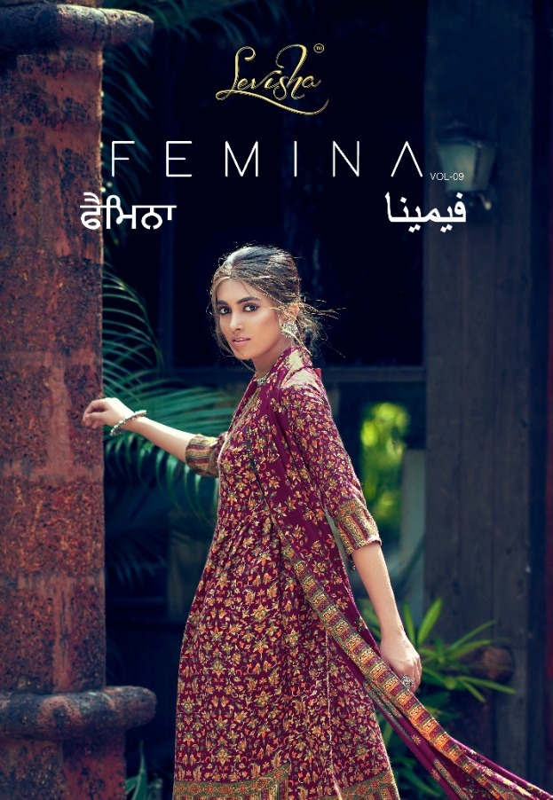 Levisha Femina Vol 9 Printed Pure Pashmina Dress Material Co...