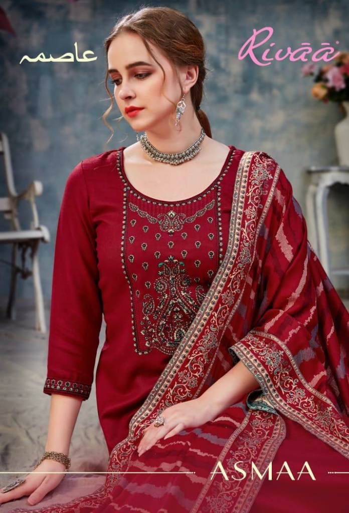 Rivaa Exports Asmaa Heavy Pashmina With Fancy Embroidery Wor...