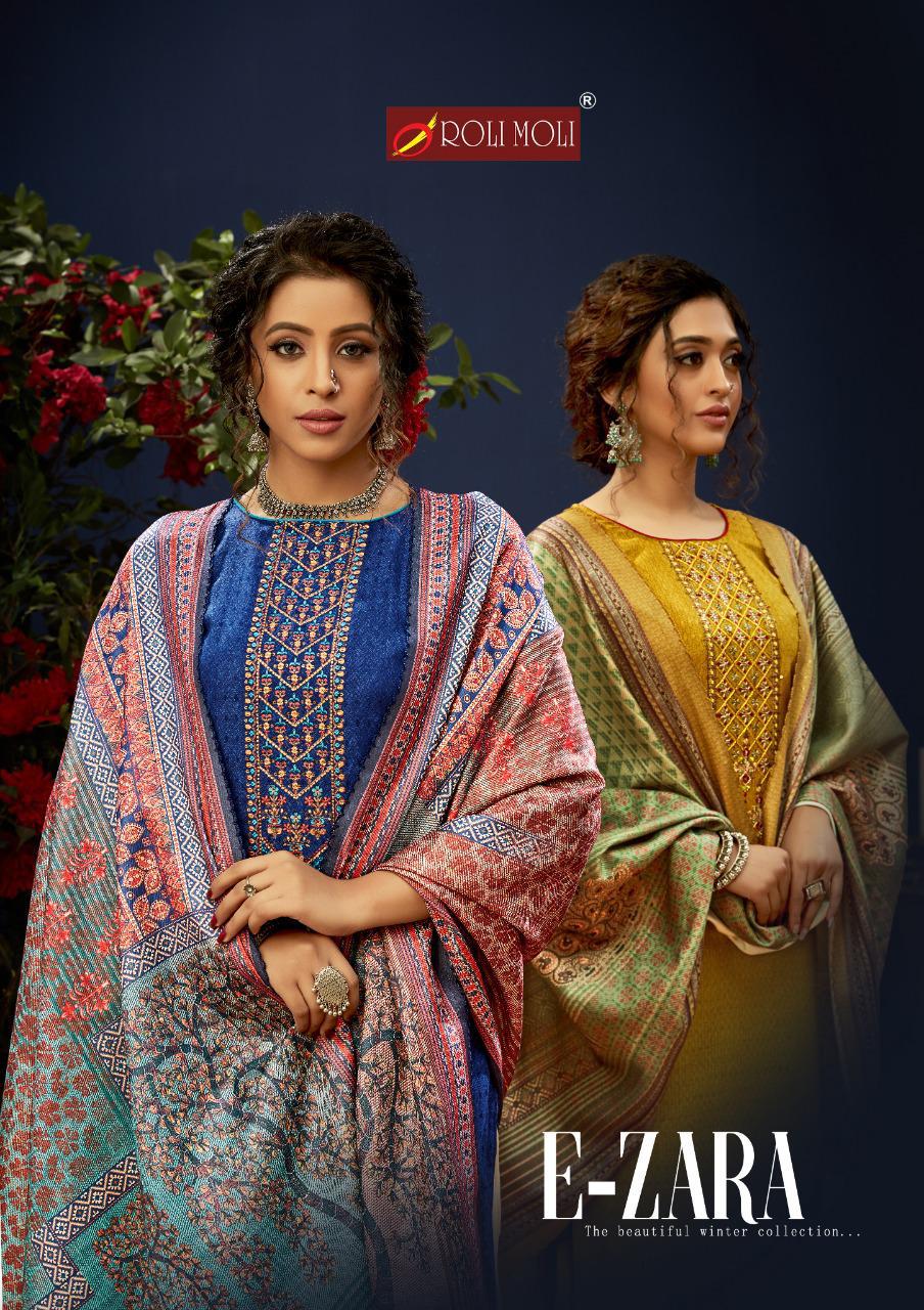 Roli Moli E Zara Printed Pashmina Jacquard With Embroidery W...