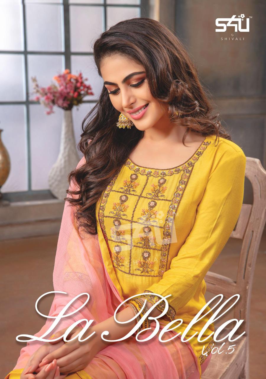 Shivali S4u La Bella Vol 5 Muslin Silk With Embroidery Work ...