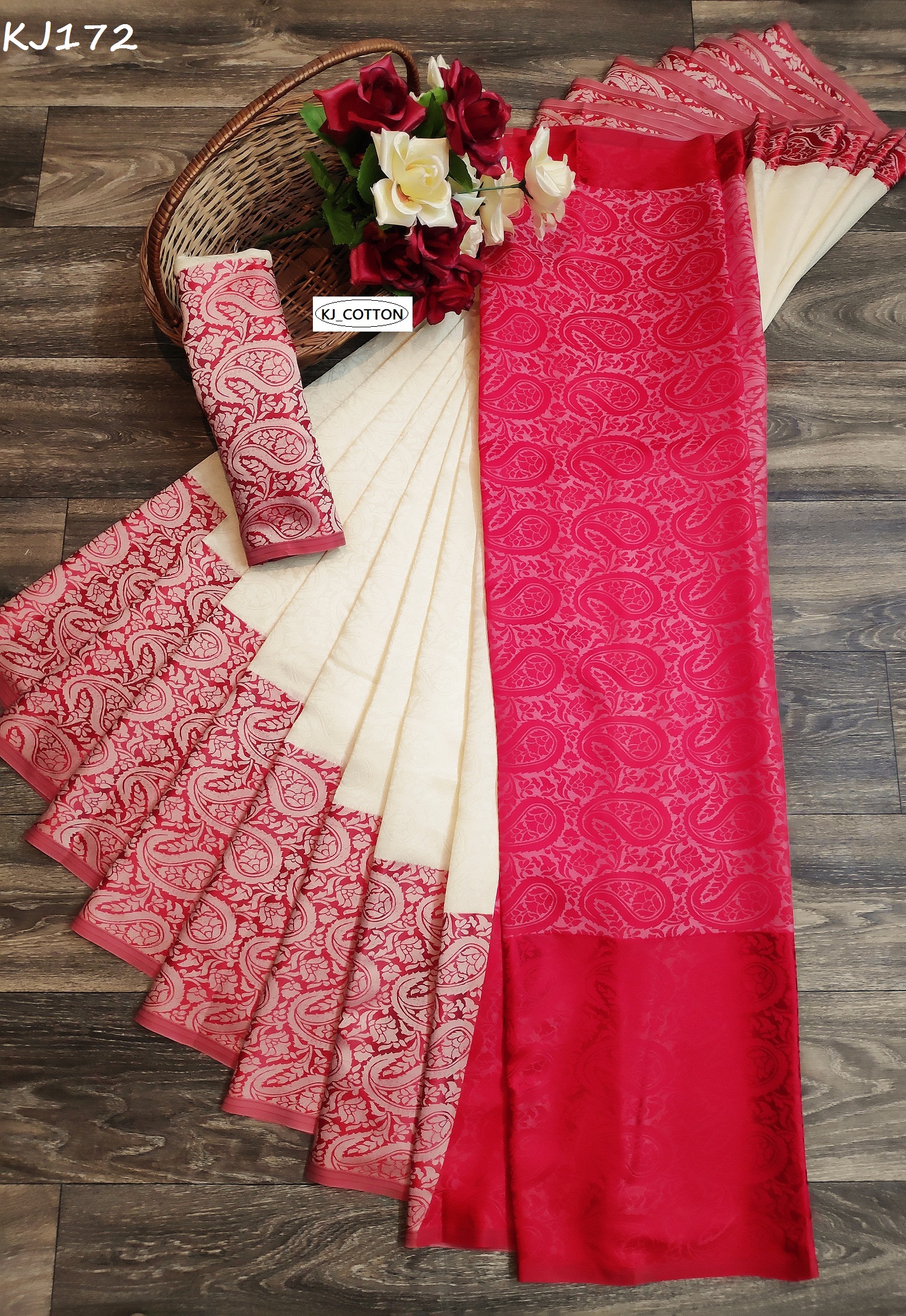 Kj Cotton Vol 11 Soft Silk Weaving Sarees Collection At Whol...