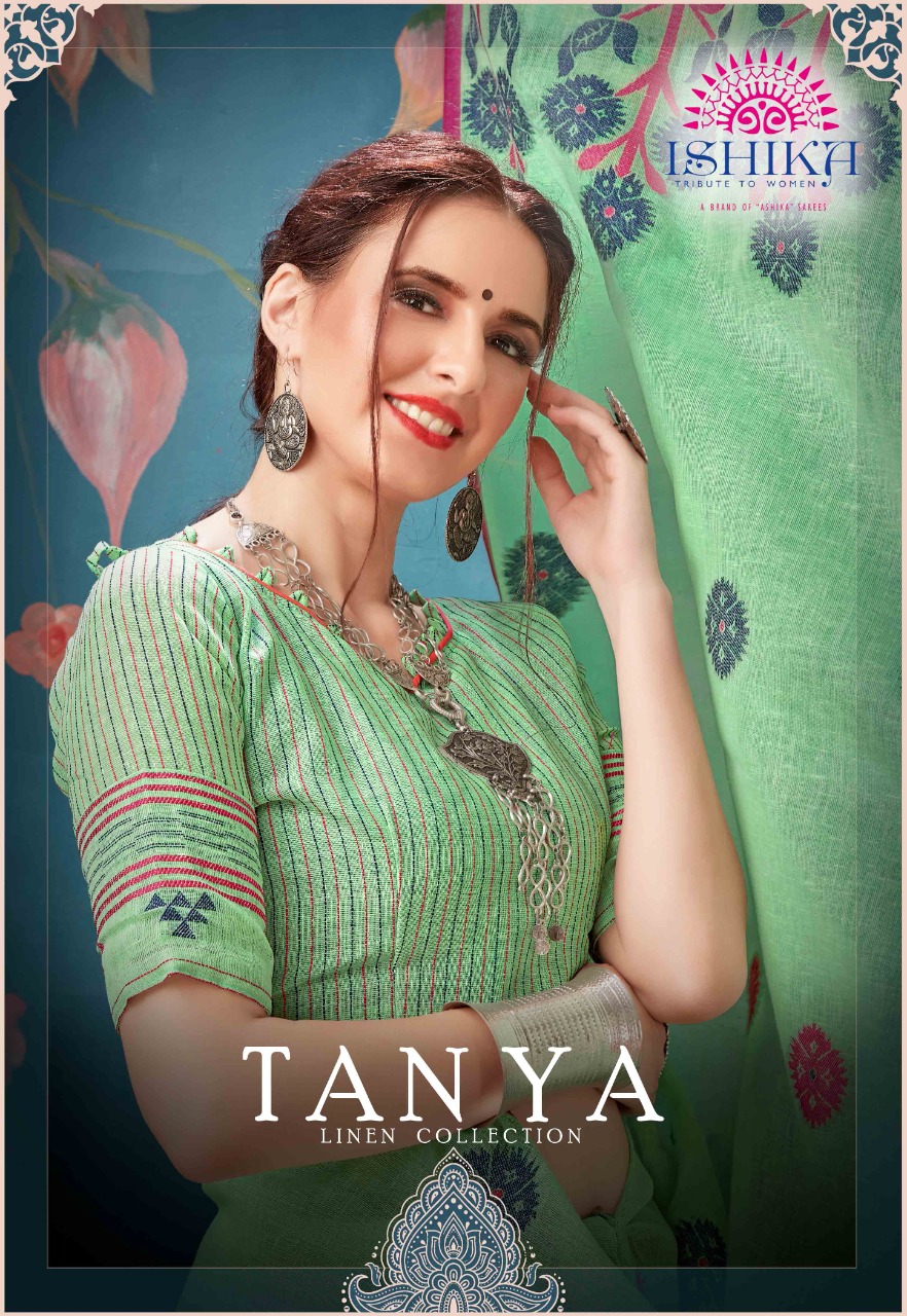 Ishika Sarees Tanya Linen Cotton Sarees Collection At Wholes...