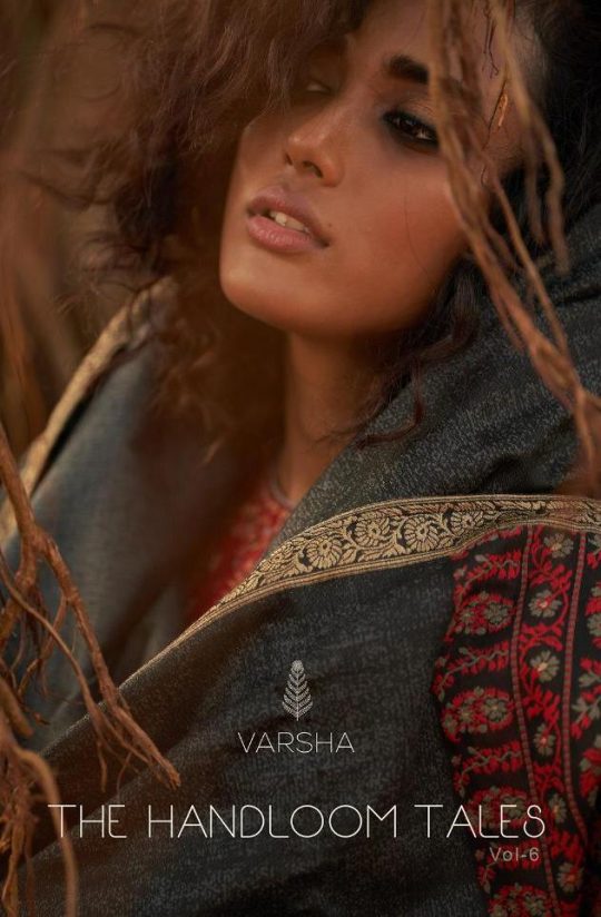 Varsha Fashion Handloom Tales Vol 6 Printed Pashmina With Em...