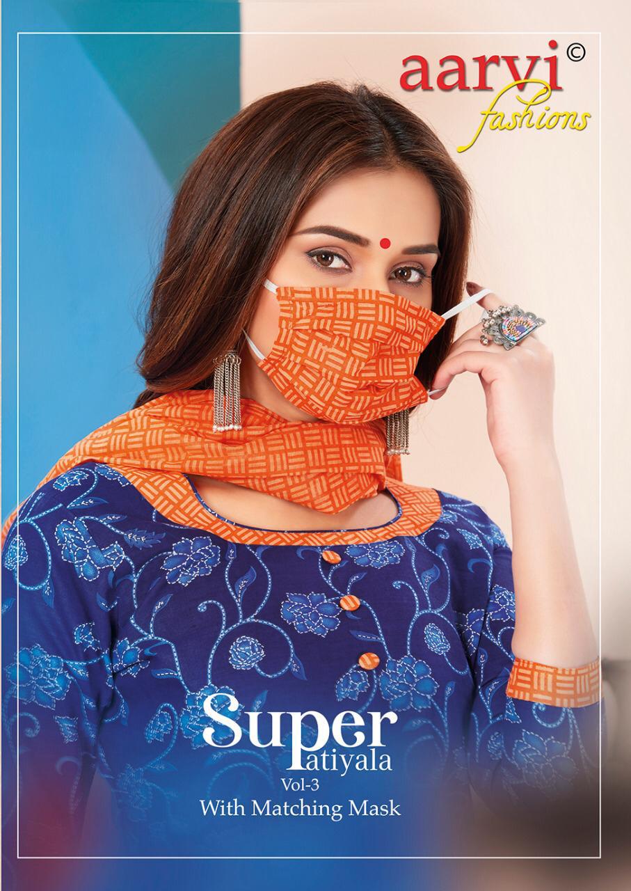 Aarvi Fashion Super Patiyala Vol 3 Printed Cambric Cotton Dr...