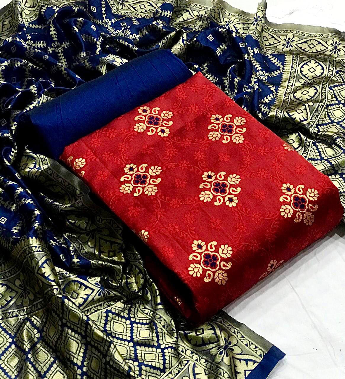 Non Catalog Banarasi Silk Dress Material Collection Surat