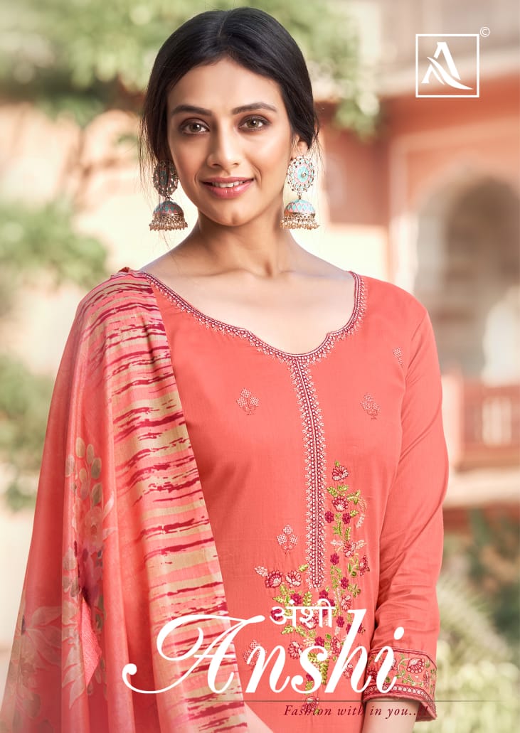 Alok Suits Anshi Pure Jam Solid Fancy Embroidery With Sequin...