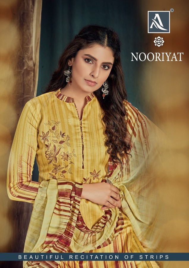 Alok Suits Nooriyat Printed Pure Jam Cotton Dress Material C...