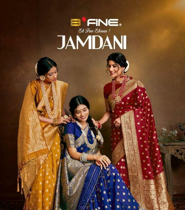B Fine Jamdani Heavy Designer Traditional Silk Wedding Saree...