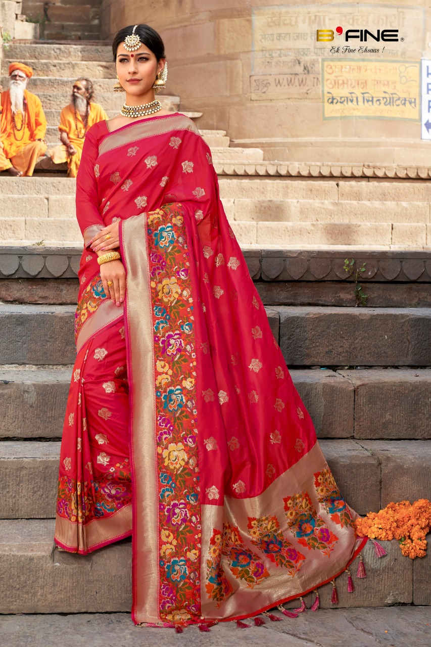 B Fine Banaras Heavy Designer Silk Traditional Wedding Saree...