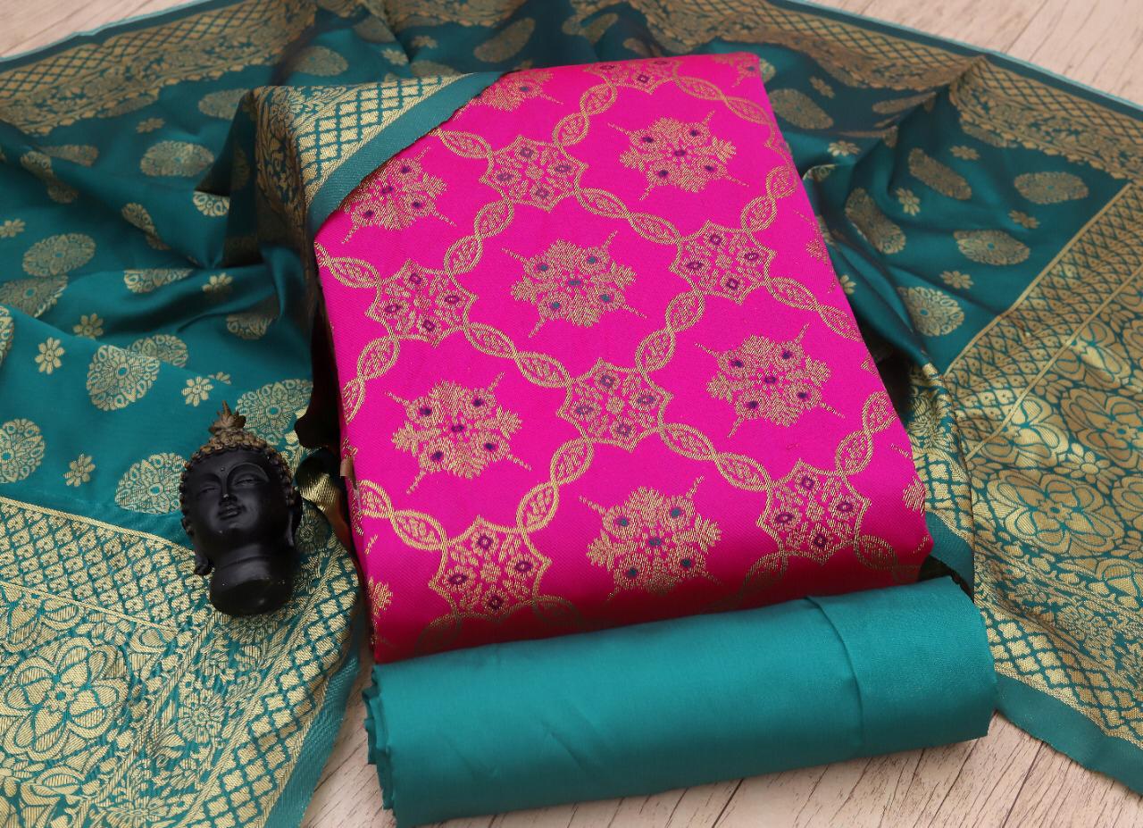 Latest Non Catalog Banarasi Silk With Jacquard Dupatta Dress...