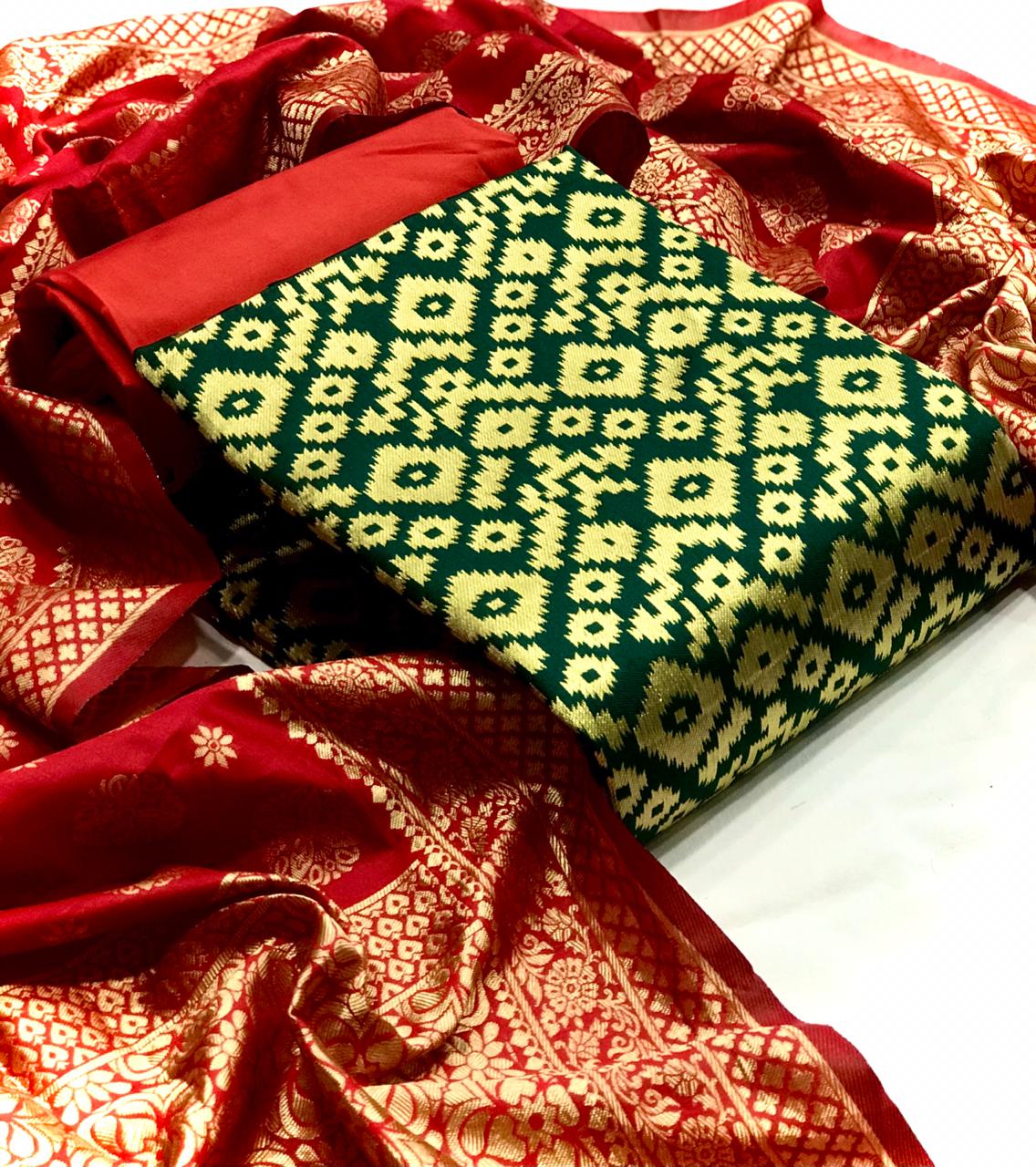 Latest Non Catalog Banarasi Silk Ikkat With Jacquard Weaving...