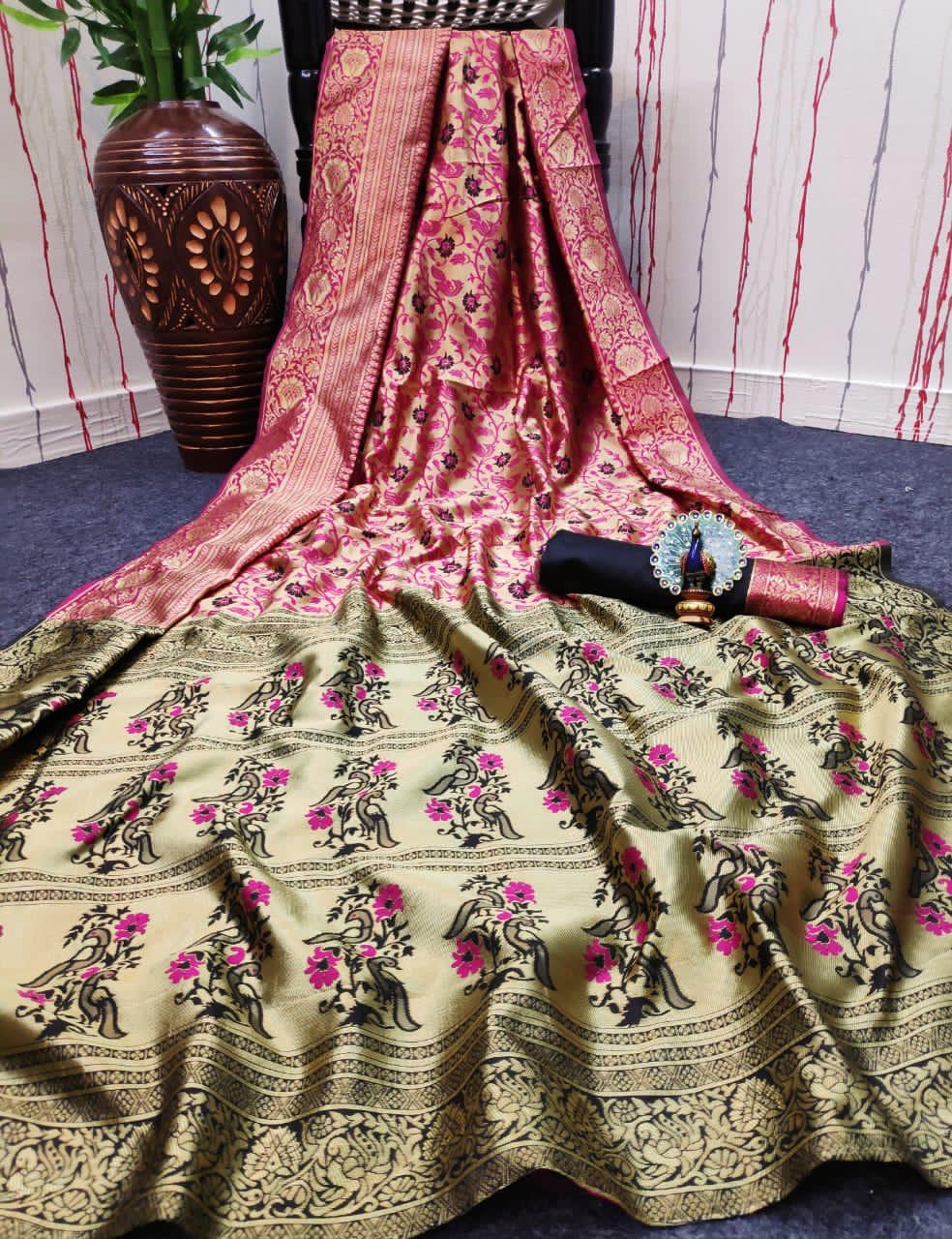 Af 2005 Banarasi Weaving Soft Silk Saree With  Rich Heavy Bo...