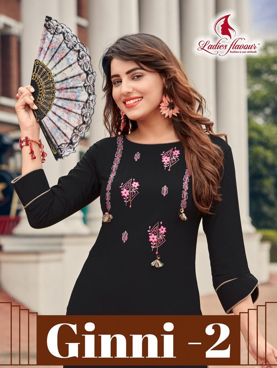 Ladies Flavours Ginni Vol 2 Rayon With Embroidery Work Ready...
