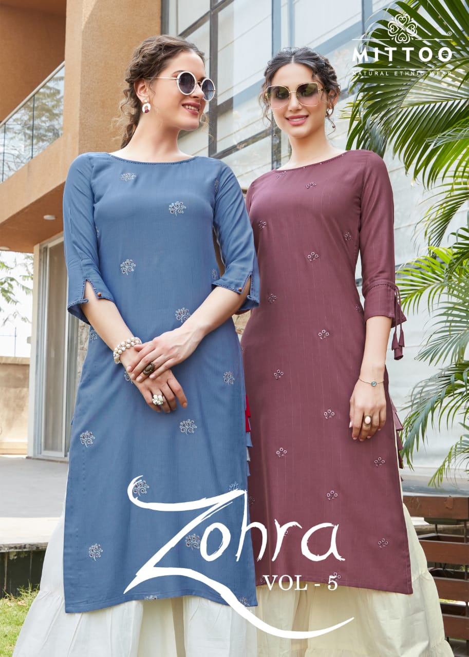 Mittoo Zohra Vol 5 Heavy Rayon With Jari Strips With Half In...
