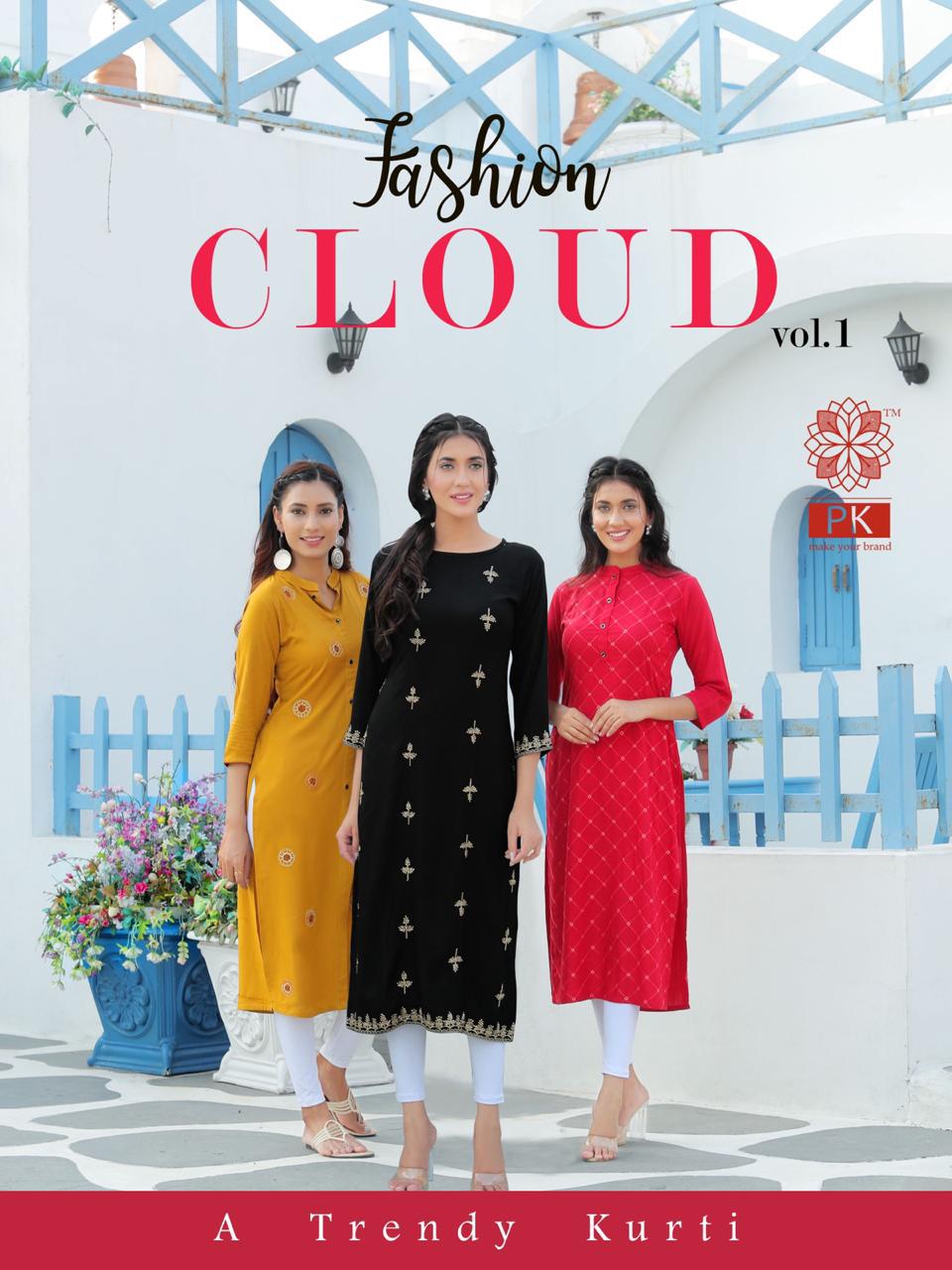 Pk Fashion Cloud Vol 1 Rayon Straight Readymade Kurtis Colle...