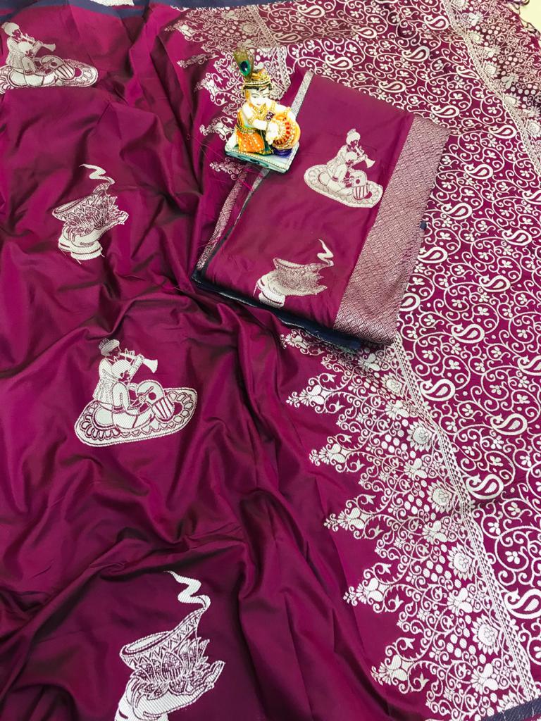 Designer Party Wear Lichi Silk Weaving Sarees Collection At ...
