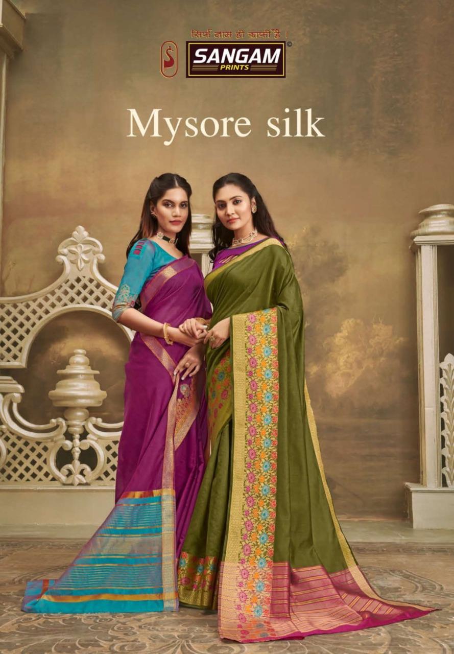 Sangam Prints Mysore Silk Traditional Handloom Cotton Sarees...