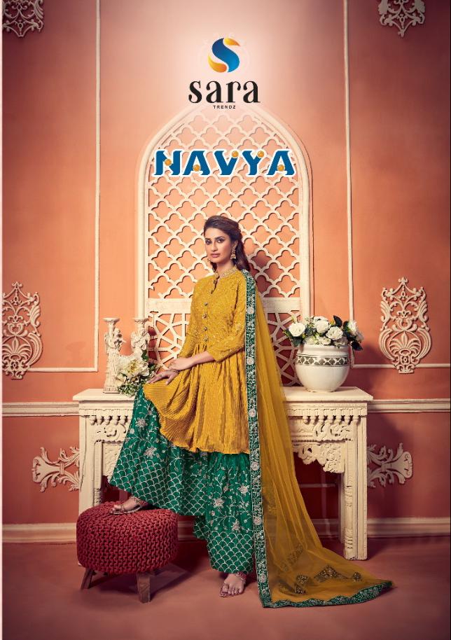 Sara Trends Navya Designer Chinon With Embroidery Work Dress...