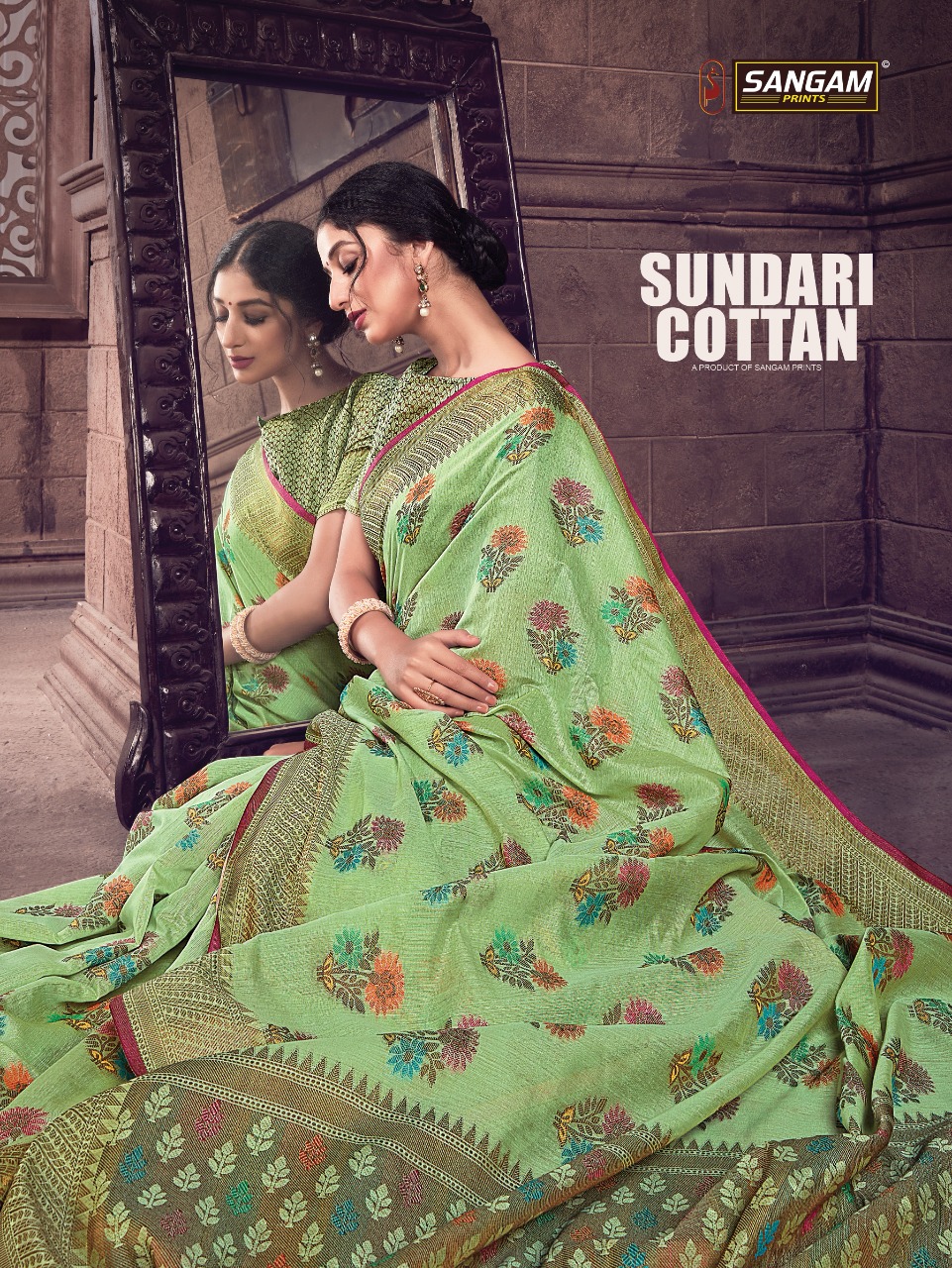 Sangam Prints Sundari Cotton Handloom Silk Traditional Saree...