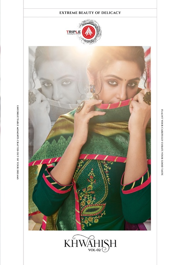 Kessi Fabrics Triple A Khwahish Vol 2 Chinon Silk With Khatl...