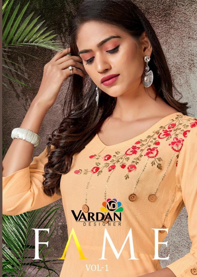Vardan Designer Fame Vol 1 Rayon With Embroidery Work Readym...