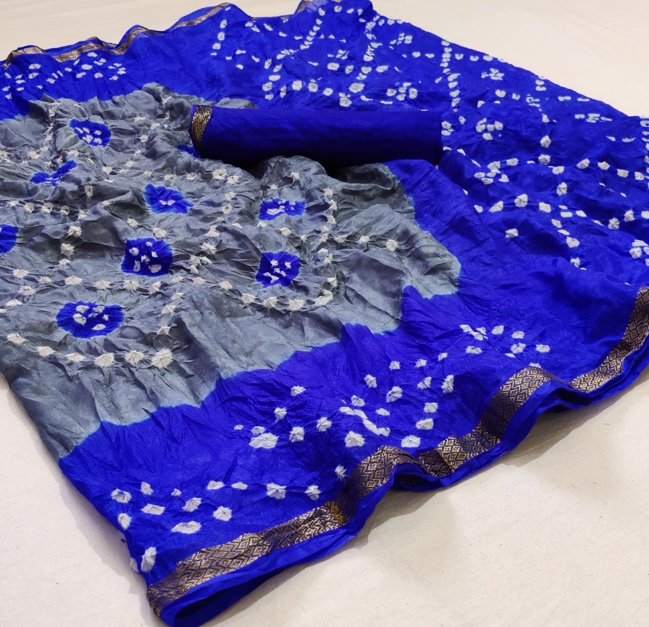 Latest Non Catalog Heavy Silk With Weaving Border Bandhani S...