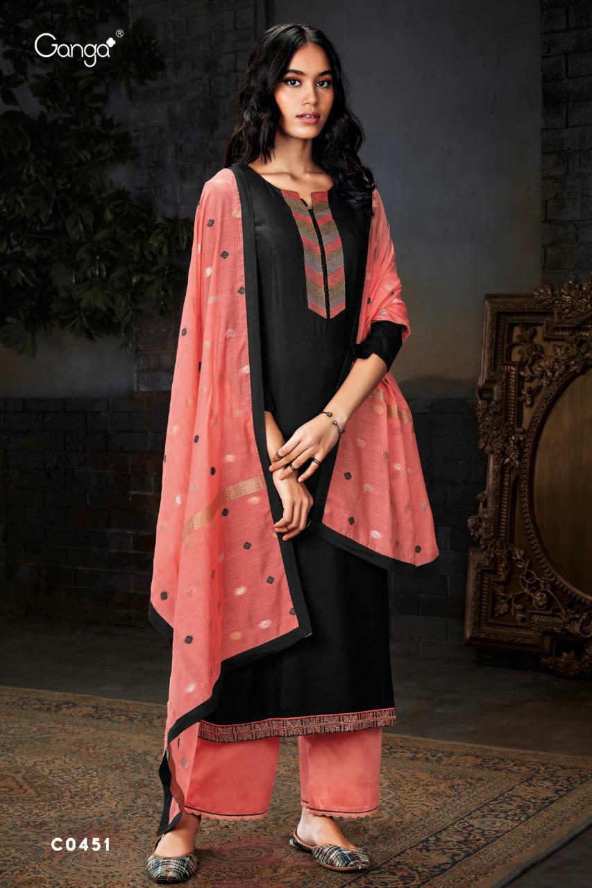 Ganga Selah Wool Dobby Pashmina Dress Material Collection At...
