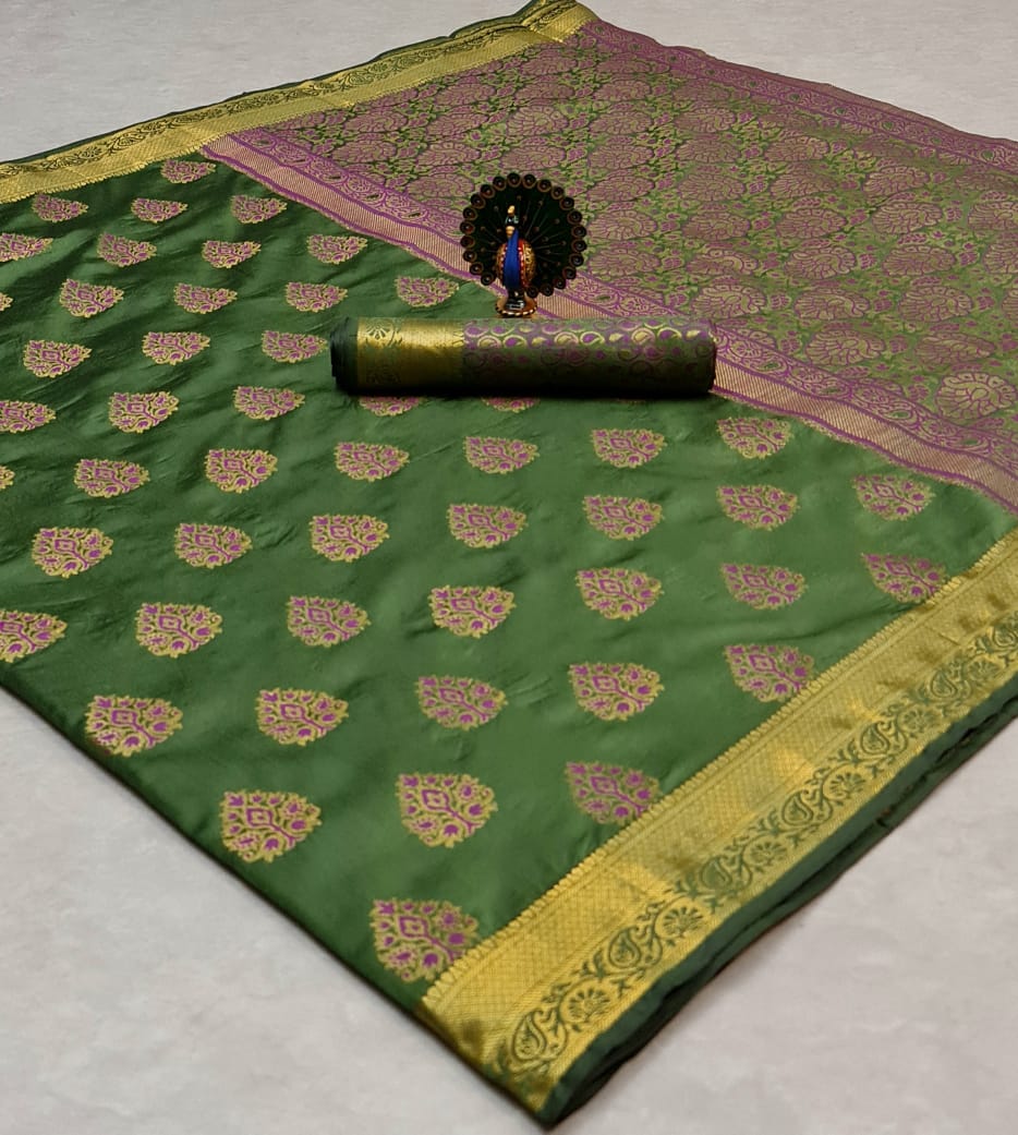 Latest Designer Soft Banarasi Silk With Jacquard Border Sare...