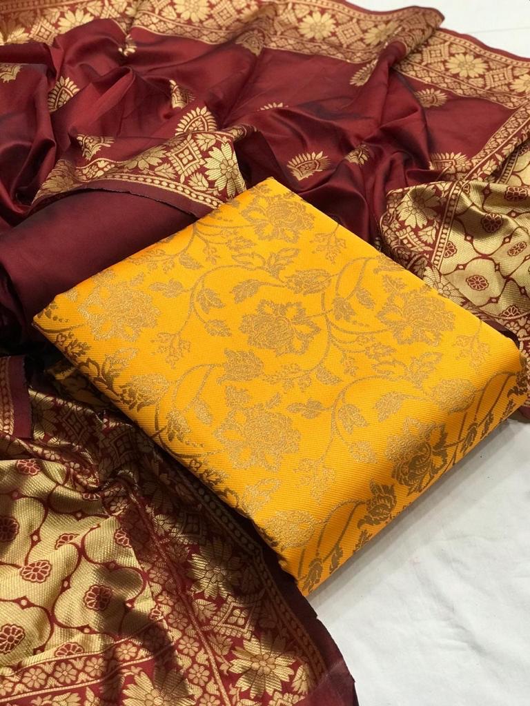 Banarasi Silk Ikkat Suits Latest Banarasi Silk Dress Materia...