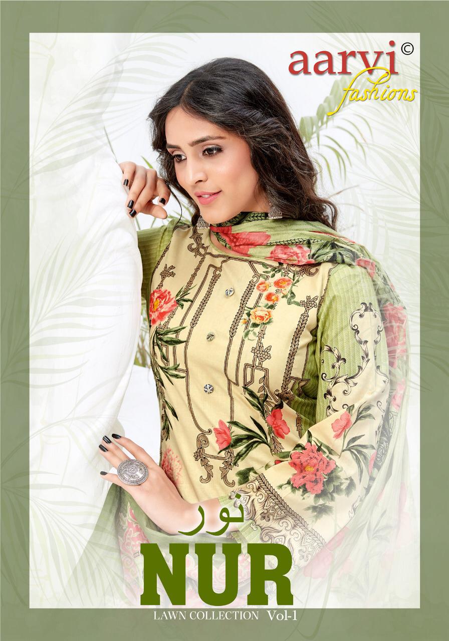 Aarvi Fashion Nur Printed Lawn Cotton Dress Material Collect...