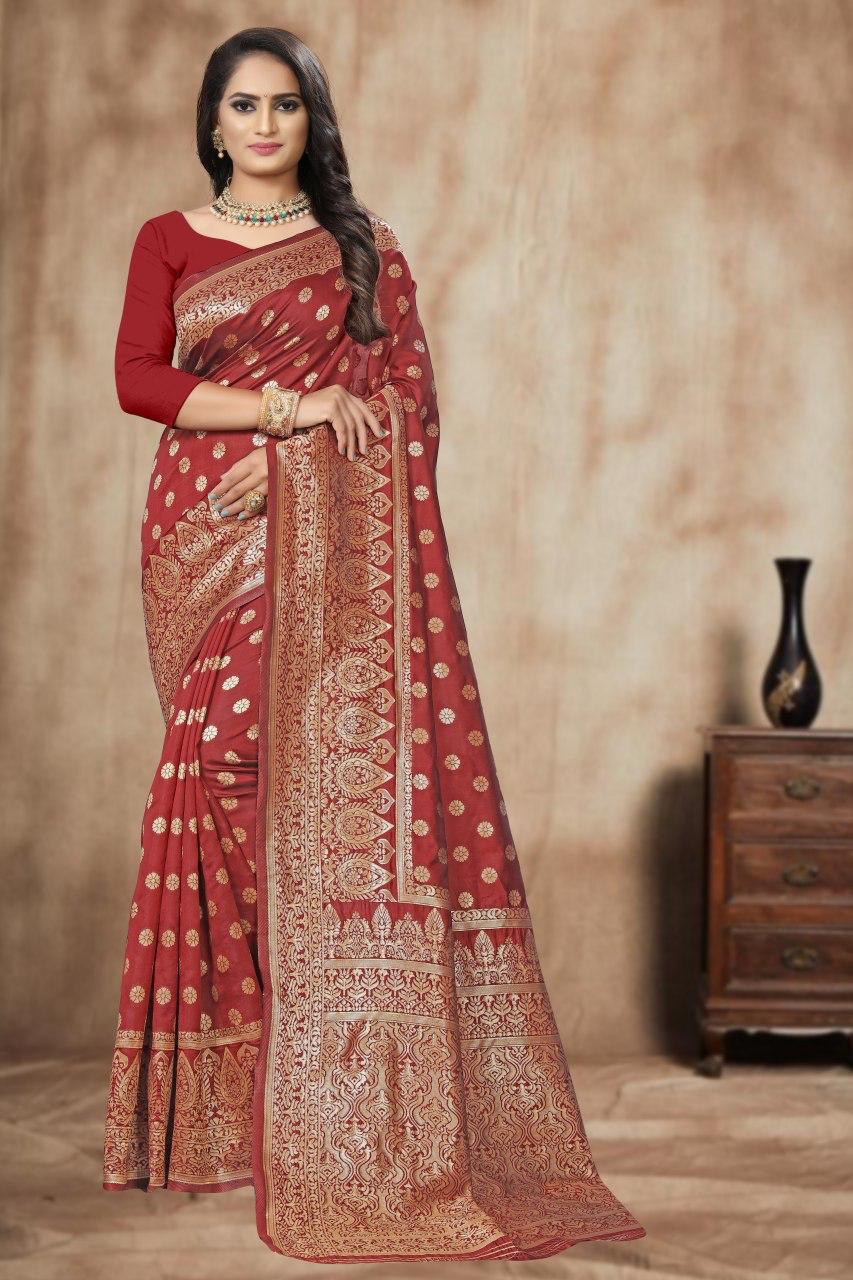 Af 2015 Banarasi Weaving Soft Silk Saree With  Rich Heavy Bo...