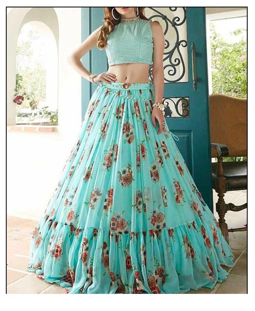 Af Av 97 Printed Faux Georgette Lehenga Collection At Wholes...