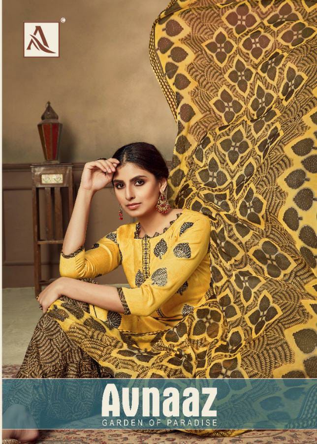 Alok Suits Avnaaz Pure Jam Digital Style Foil Print With Nec...